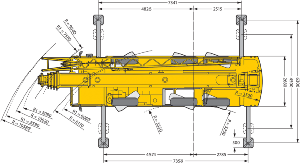 Rozměry Liebherr LTM 1055-3.1