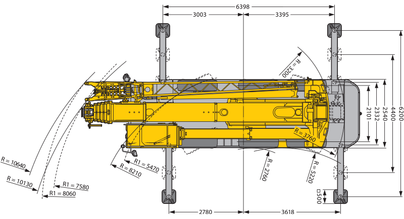 Rozměry Liebherr LTC 1045-3.1