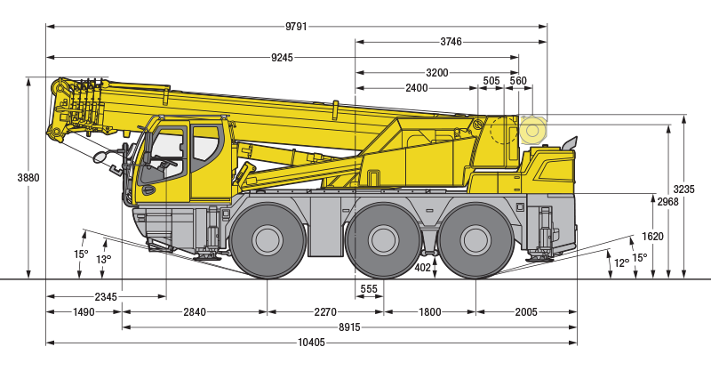 Rozměry Liebherr LTC 1050-3.1