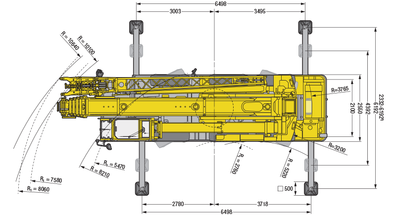 Rozměry Liebherr LTC 1050-3.1