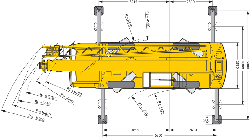 Rozměry Liebherr LTM 1030-2.1