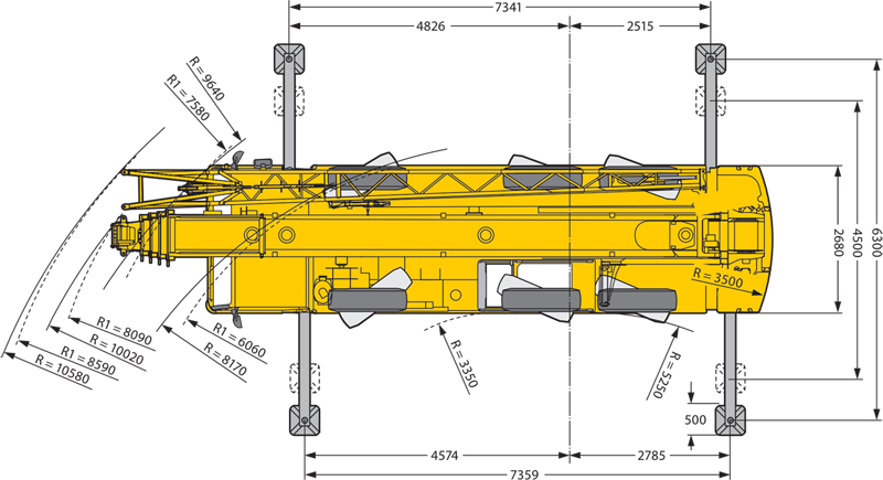 Rozměry Liebherr LTM 1055-3.1