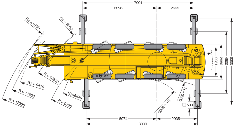 Rozměry Liebherr LTM 1070-4.1