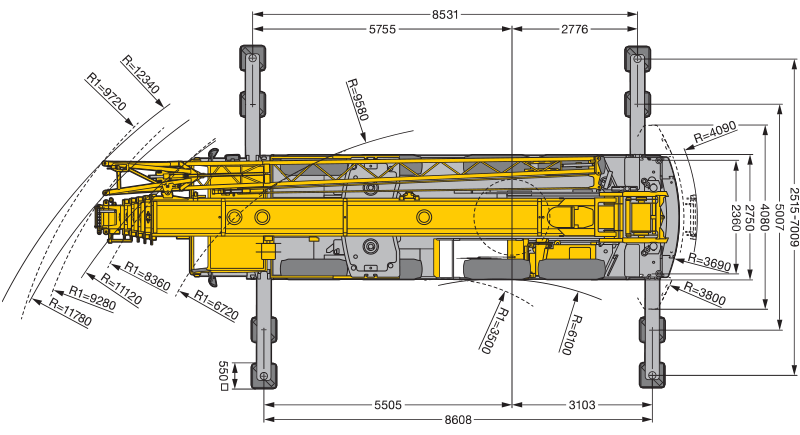 Rozměry Liebherr LTM 1090-4.1